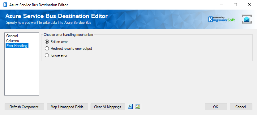 Azure Service Bus Destination Component - Error Handling